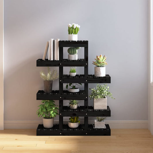 Blomsterstativ Plantestativ Svart 85x25x109,5 cm heltre furu
