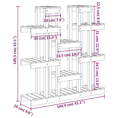 Plantestativ hvit 104,5x25x109,5 cm heltre furu