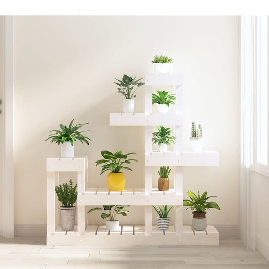 Blomsterstativ Plantestativ Hvit 92x25x97 cm heltre furu