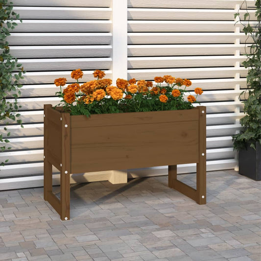 Utendørs Blomsterkasse Plantekasse Tre Honningbrun 78x40x52 cm heltre furu