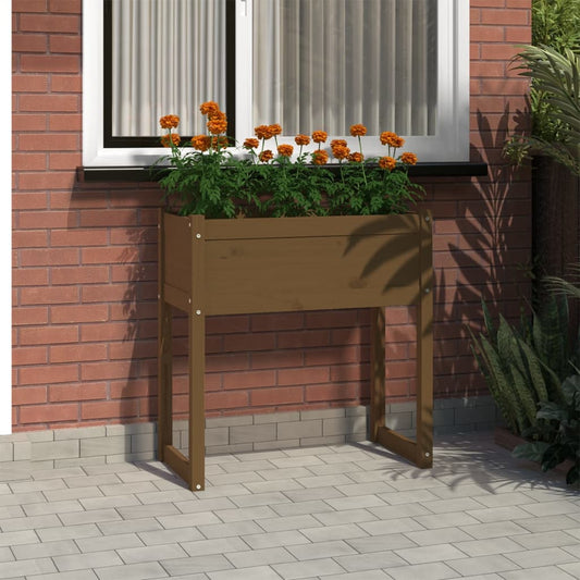 Utendørs Blomsterkasse Plantekasse Tre Honningbrun 78x40x81 cm heltre furu
