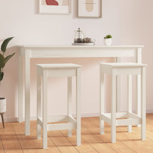 Barstoler 2 stk hvit 40x40x78 cm heltre furu