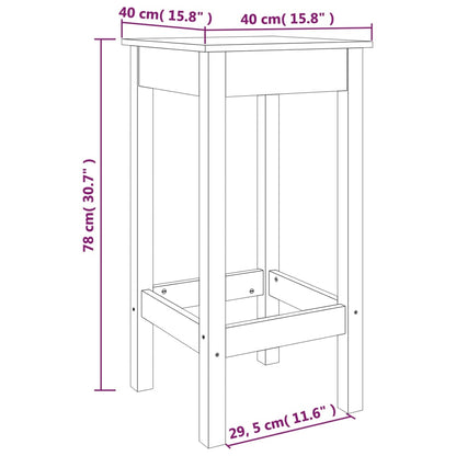 Barstoler 2 stk svart 40x40x78 cm heltre furu