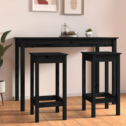 Barstoler 2 stk svart 40x40x78 cm heltre furu