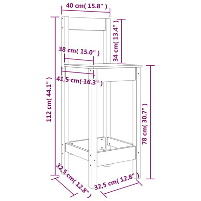 Barstoler 2 stk svart 40x41,5x112 cm heltre furu