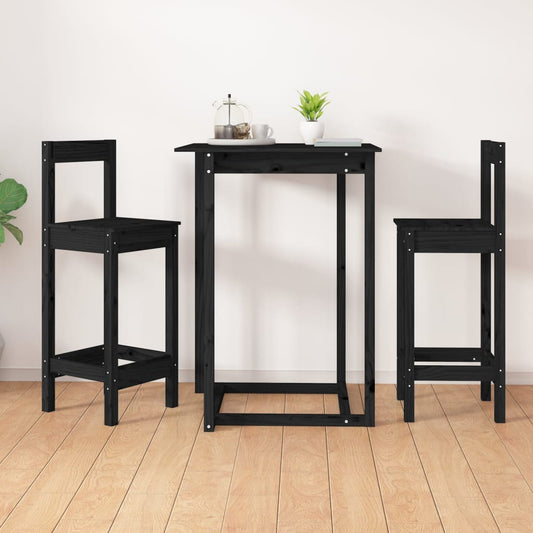 Barstoler 2 stk svart 40x41,5x112 cm heltre furu
