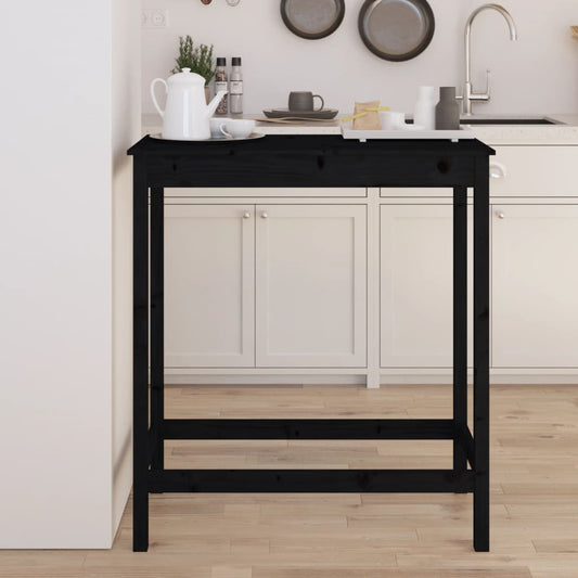 Barbord svart 100x50x110 cm heltre furu