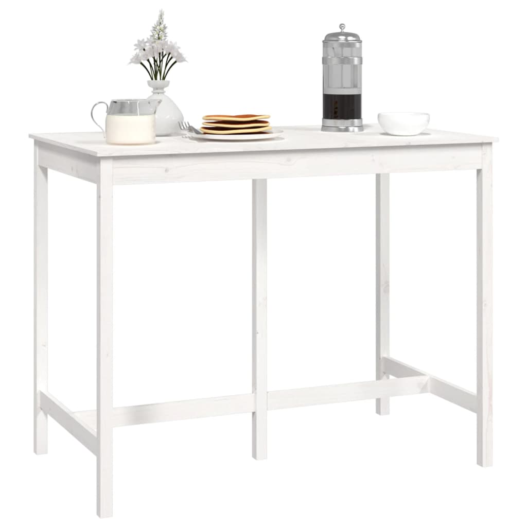 Barbord hvit 140x80x110 cm heltre furu