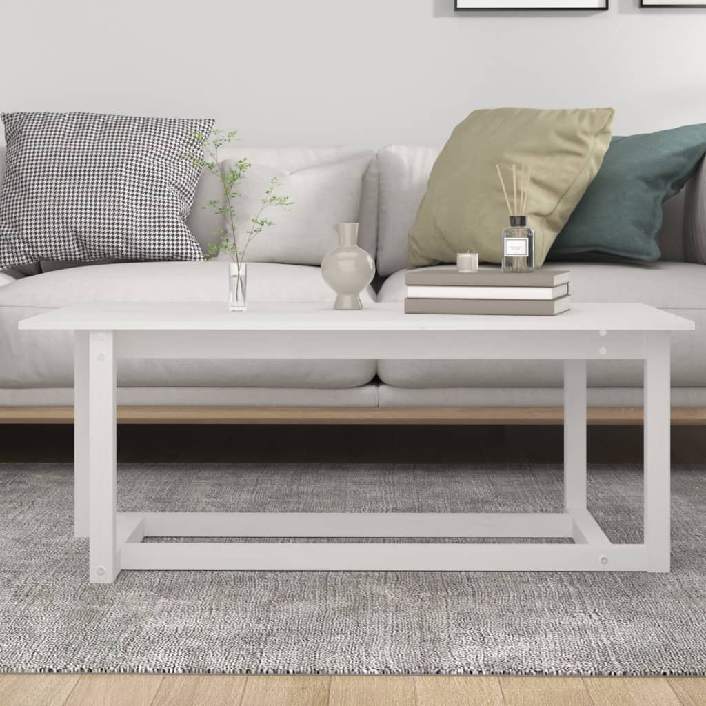 Salongbord Sofabord Hvit 110x55x45 cm heltre furu