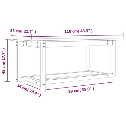 Salongbord Sofabord Hvit 110x55x45 cm heltre furu
