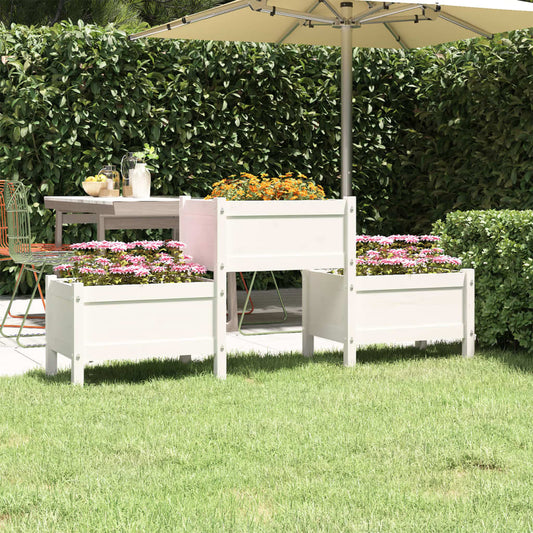 Utendørs Blomsterkasse Plantekasse Tre Hvit 178,5x44x75 cm heltre furu