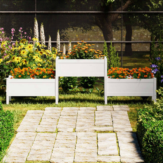 Utendørs Blomsterkasse Plantekasse Tre Hvit 245,5x44x75 cm heltre furu