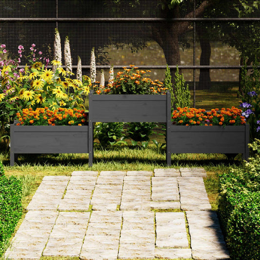 Utendørs Blomsterkasse Plantekasse Tre Svart 245,5x44x75 cm heltre furu