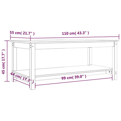 Salongbord Sofabord Hvit 110x55x45 cm heltre furu