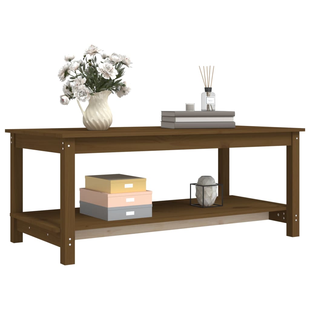 Salongbord Sofabord Tre heltre furu Honningbrun 110x55x45 cm