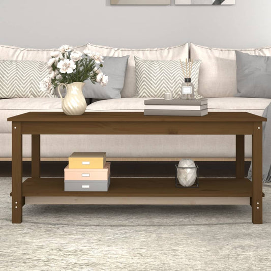 Salongbord Sofabord Tre heltre furu Honningbrun 110x55x45 cm