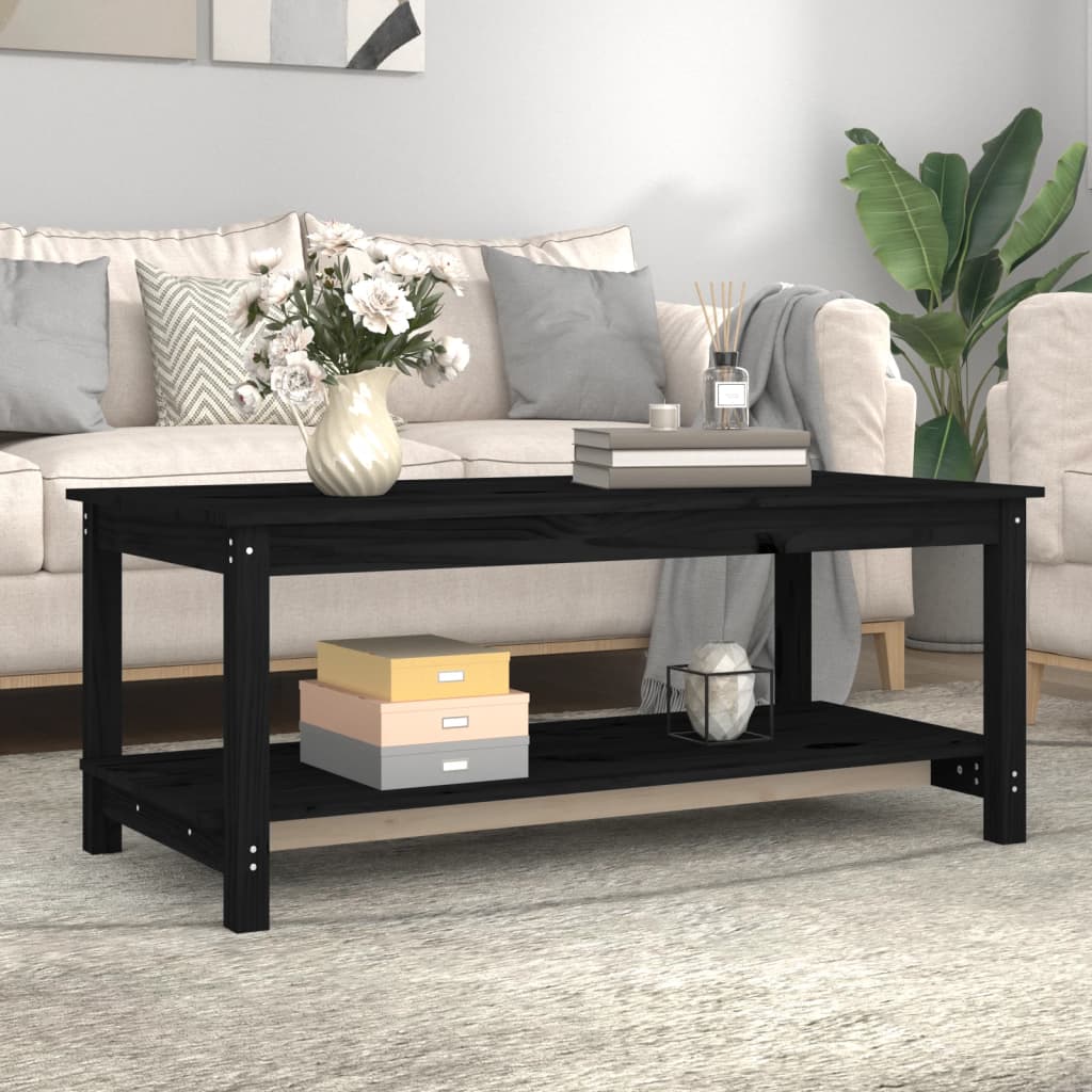 Salongbord Sofabord Svart 110x55x45 cm heltre furu