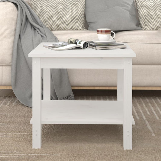 Salongbord Sofabord Hvit 50x50x45 cm heltre furu
