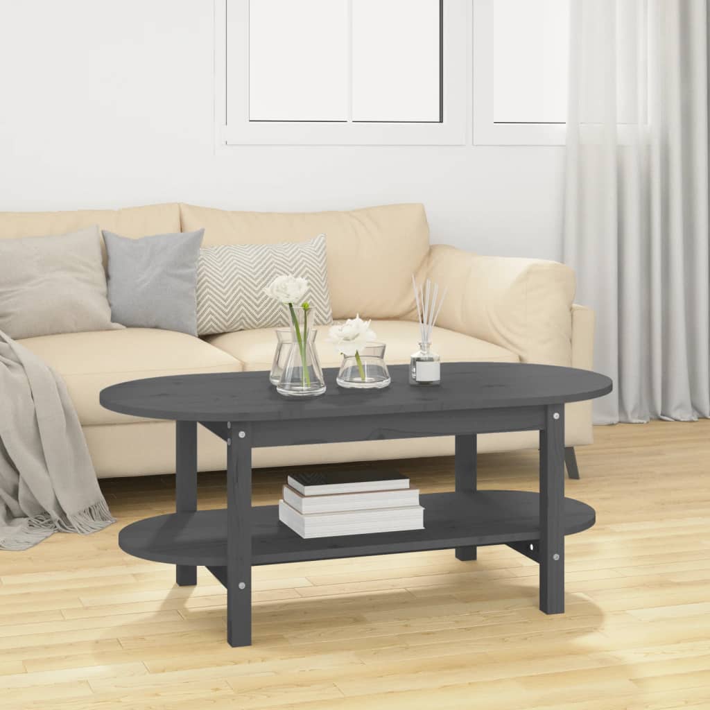 Salongbord Sofabord Grå 110x55x45 cm heltre furu