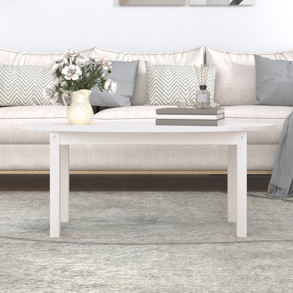 Salongbord Sofabord Hvit 110x55x45 cm heltre furu