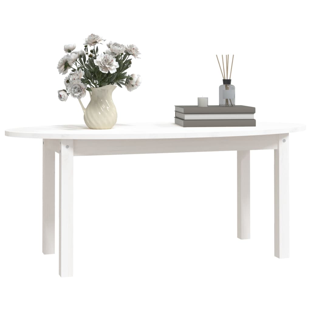 Salongbord Sofabord Hvit 110x55x45 cm heltre furu