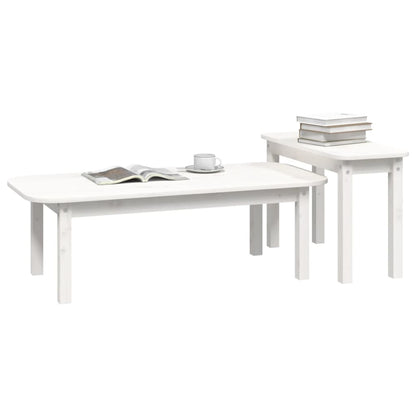 Salongbord Sofabord Hvit 2 stk heltre furu