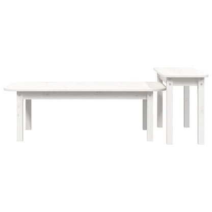 Salongbord Sofabord Hvit 2 stk heltre furu