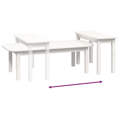 Salongbord Sofabord Hvit 2 stk heltre furu