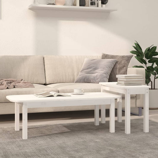 Salongbord Sofabord Hvit 2 stk heltre furu