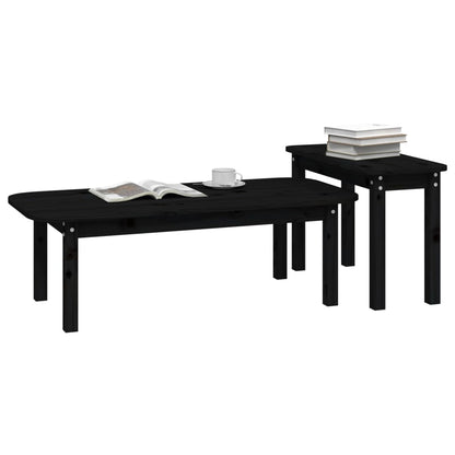 Salongbord Sofabord Svart 2 stk heltre furu