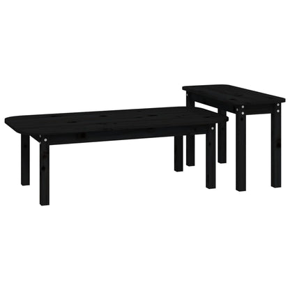 Salongbord Sofabord Svart 2 stk heltre furu