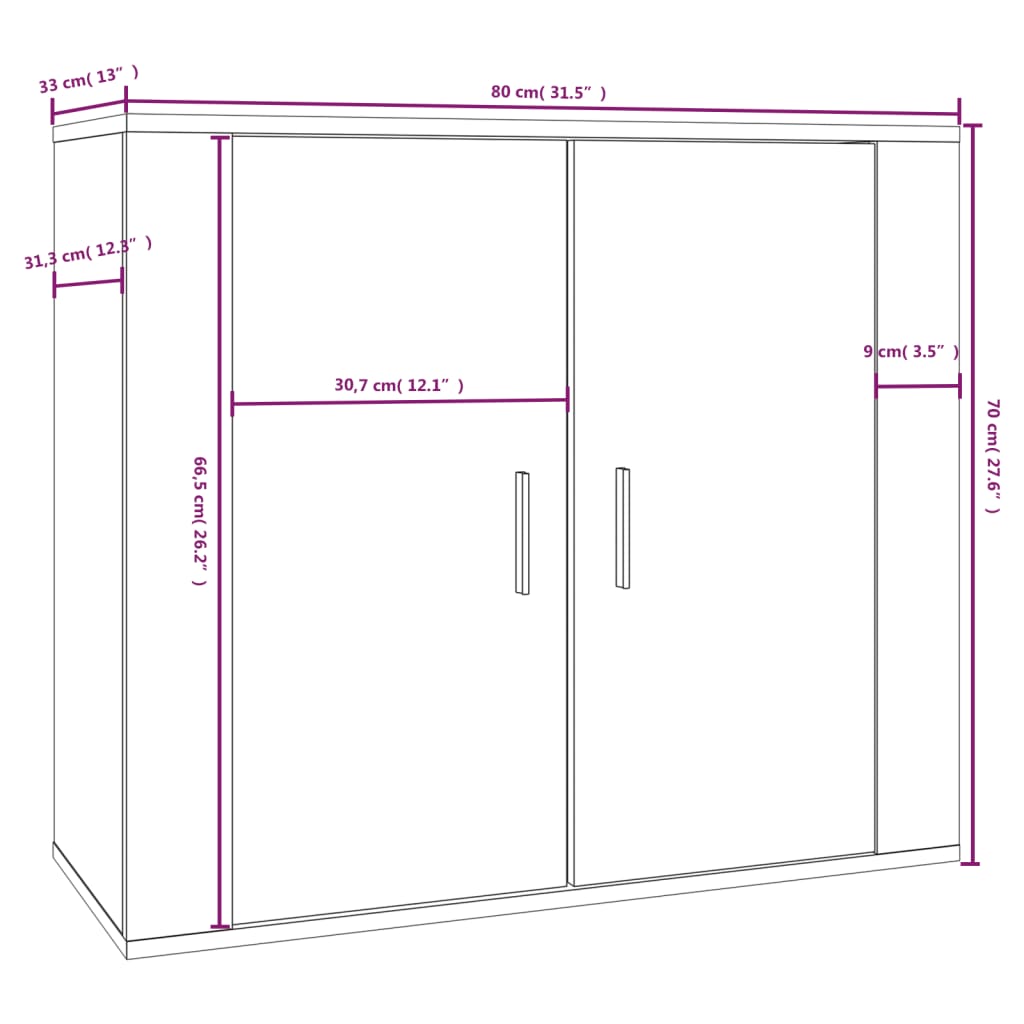 Skjenk Svart 80x33x70 cm