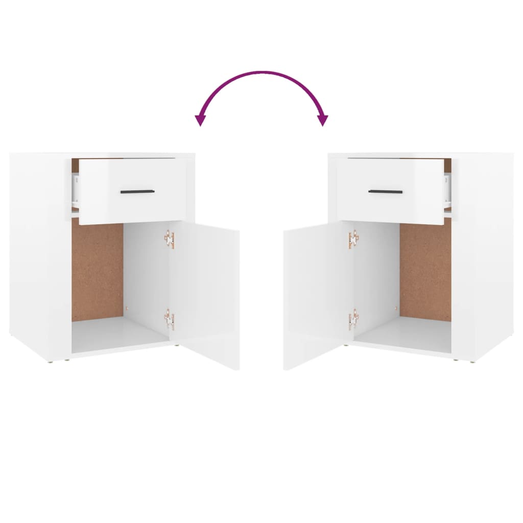 Nattbord Sengbord Høyglans Hvit 50x36x60 cm