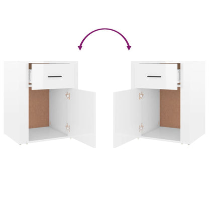 Nattbord Sengbord Høyglans Hvit 50x36x60 cm