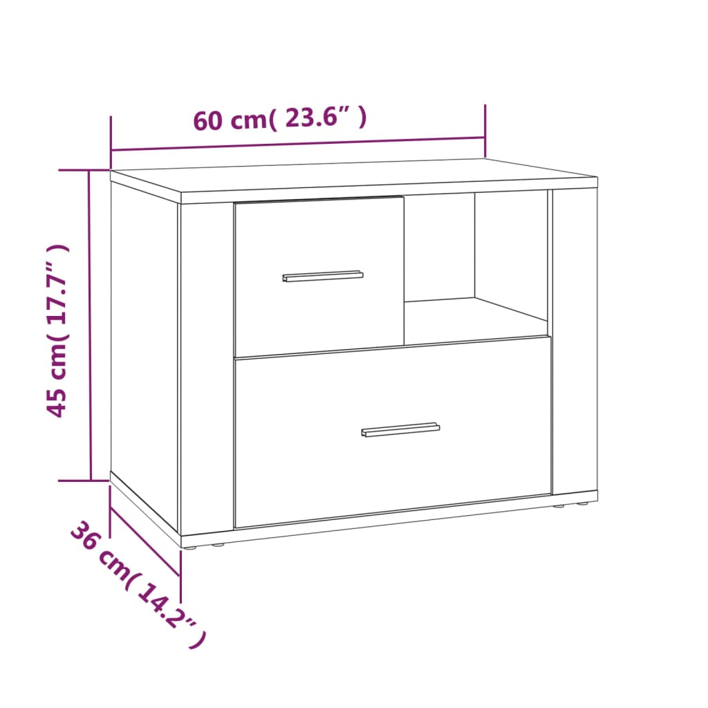 Nattbord Sengbord Hvit 60x36x45 cm