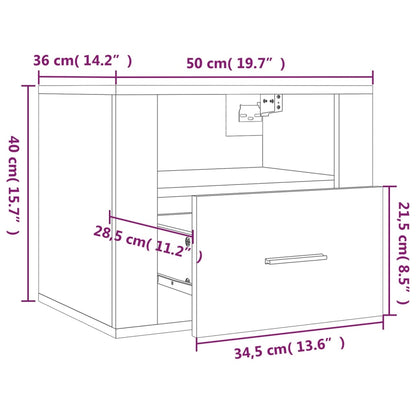 Nattbord Sengbord Sonoma Eik 50x36x40 cm