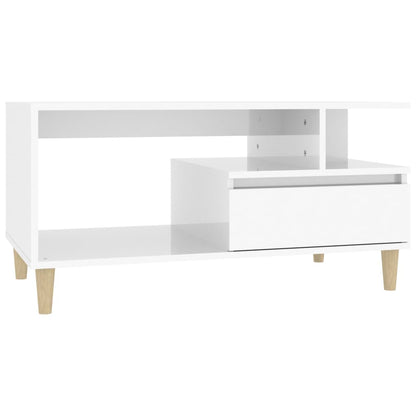 Salongbord Sofabord Høyglans Hvit 90x49x45 cm