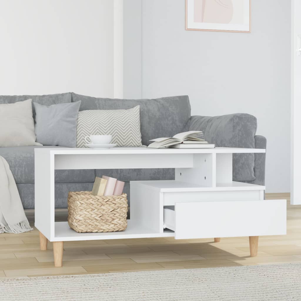 Salongbord Sofabord Høyglans Hvit 90x49x45 cm