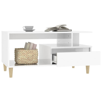 Salongbord Sofabord Høyglans Hvit 90x49x45 cm