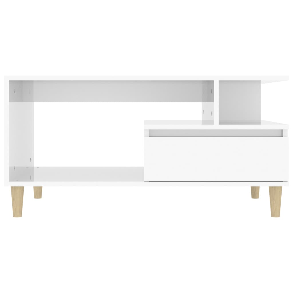 Salongbord Sofabord Høyglans Hvit 90x49x45 cm