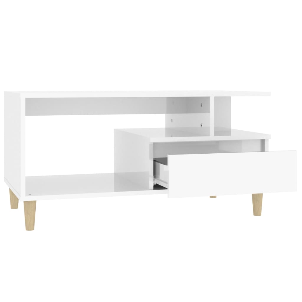 Salongbord Sofabord Høyglans Hvit 90x49x45 cm