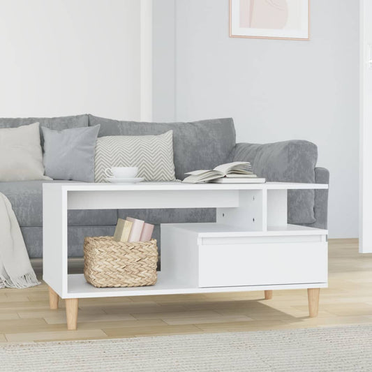 Salongbord Sofabord Høyglans Hvit 90x49x45 cm