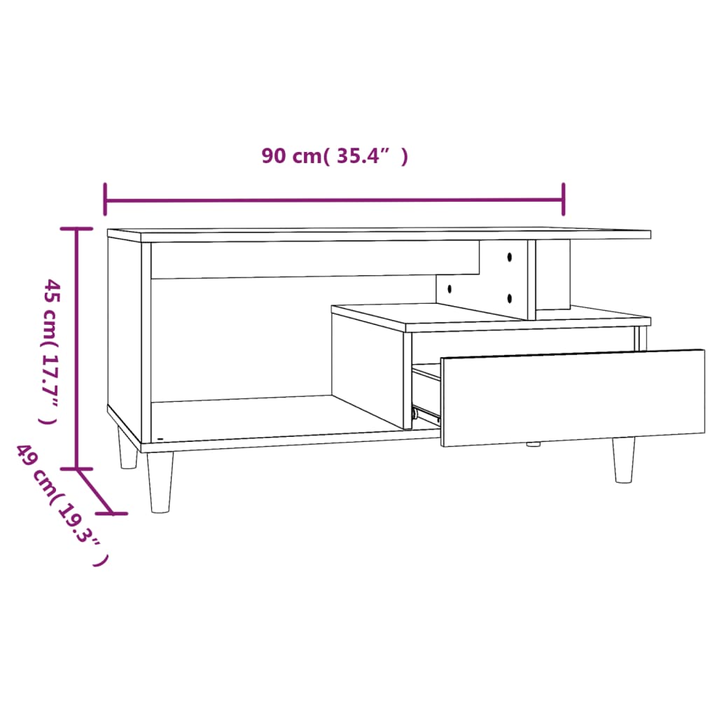 Salongbord Sofabord Brun Eik 90x49x45 cm