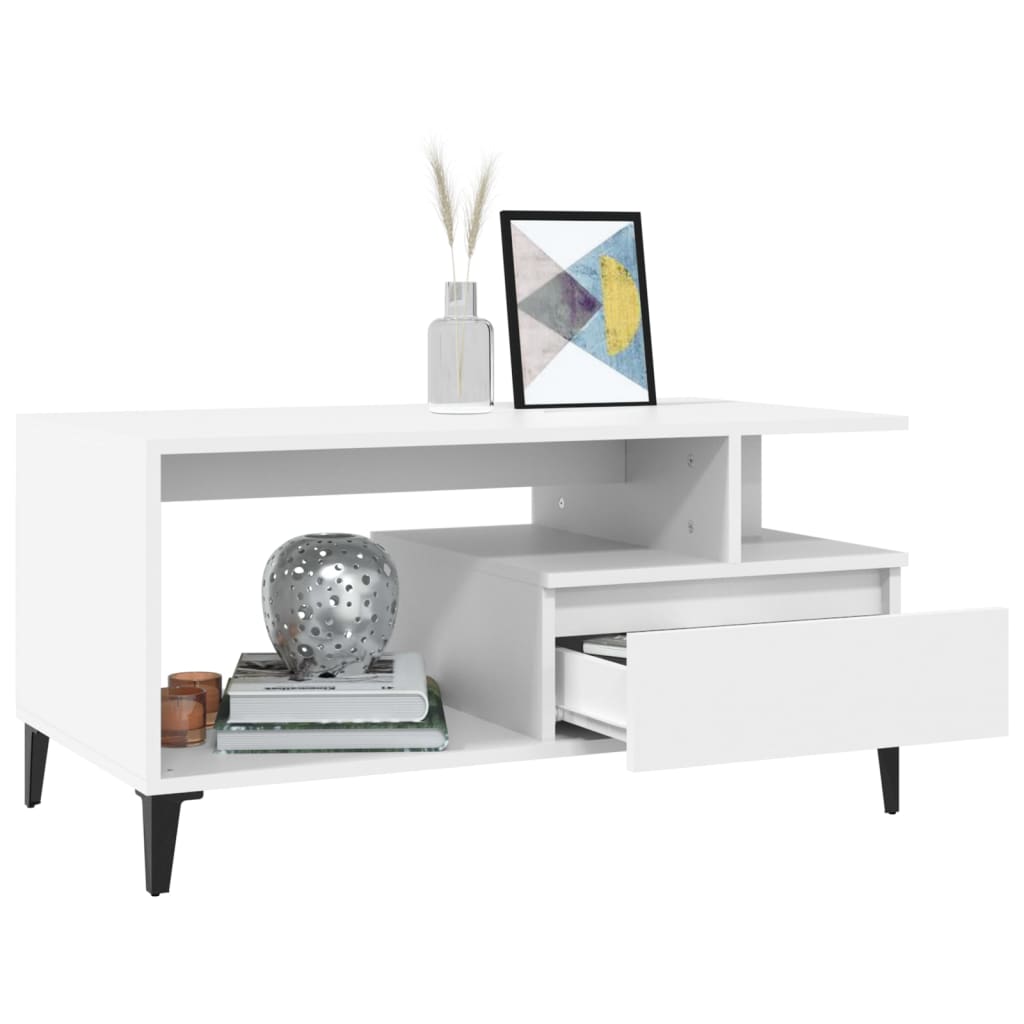 Salongbord Sofabord Hvit 90x49x45 cm