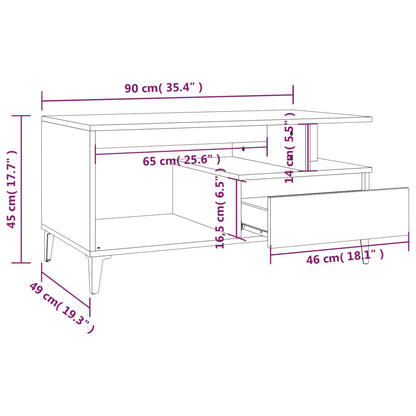 Salongbord Sofabord Sonoma Eik 90x49x45 cm