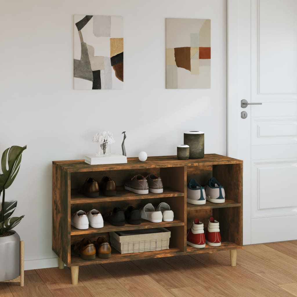 Skoskap Skohylle Skobenk Røkt Eik 102x36x60 cm