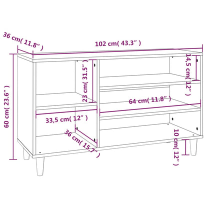 Skoskap Skohylle Skobenk Røkt Eik 102x36x60 cm