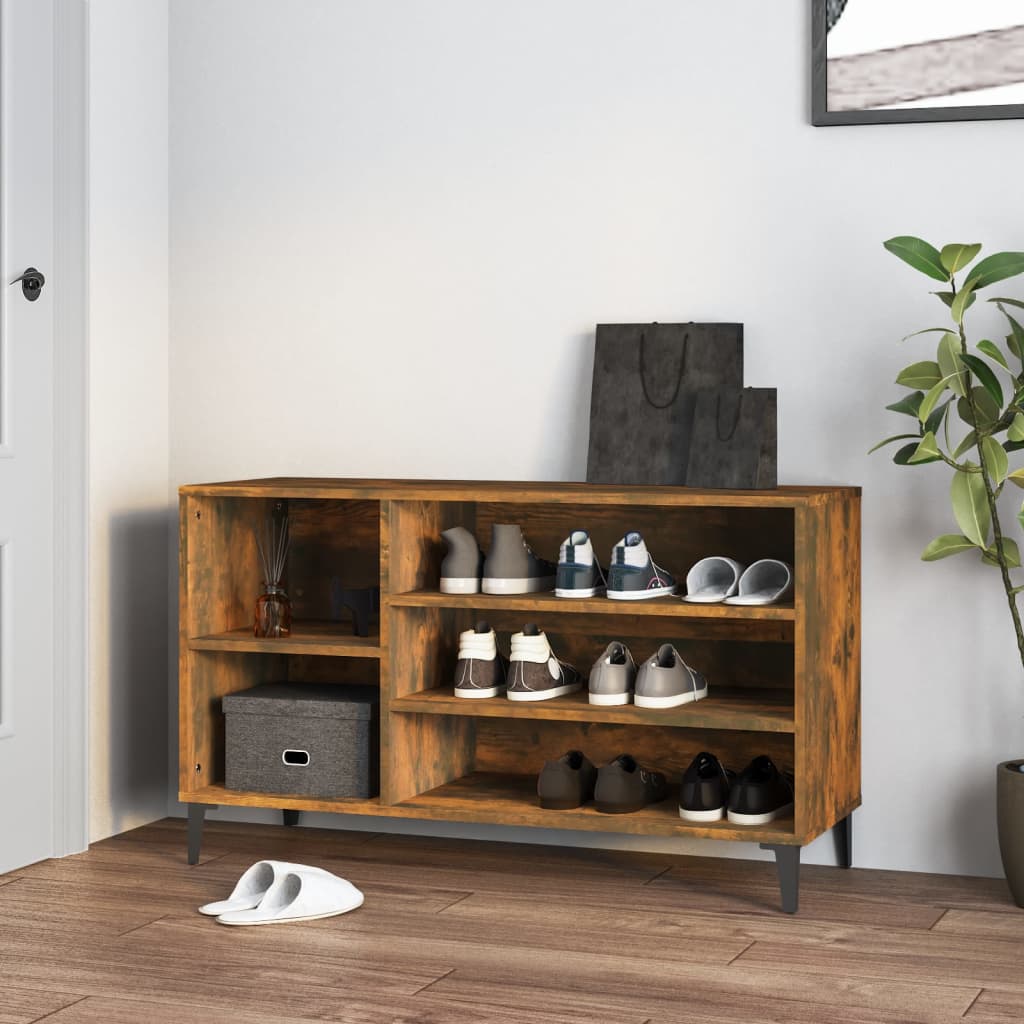 Skoskap Skohylle Skobenk Røkt Eik 102x36x60 cm