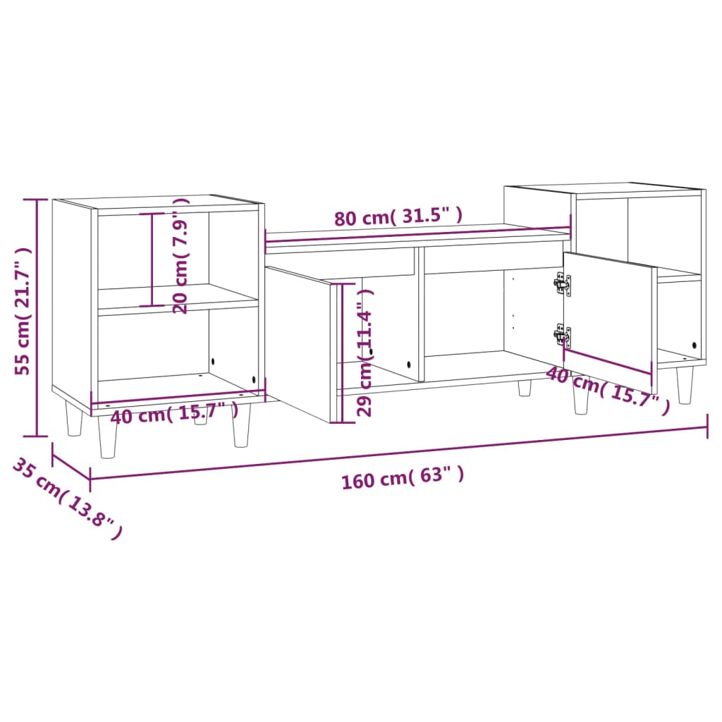 TV-Møbel Røkt Eik TV-benk 160x35x55 cm
