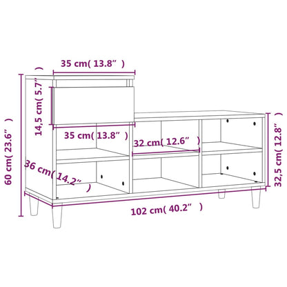 Skoskap Skohylle Skobenk Røkt Eik 102x36x60 cm